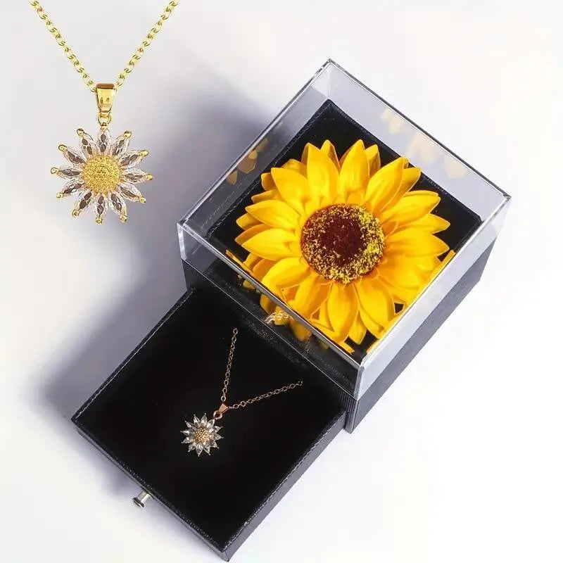 sonnenblume „ich liebe dich“ halskette - mit geschenkbox
