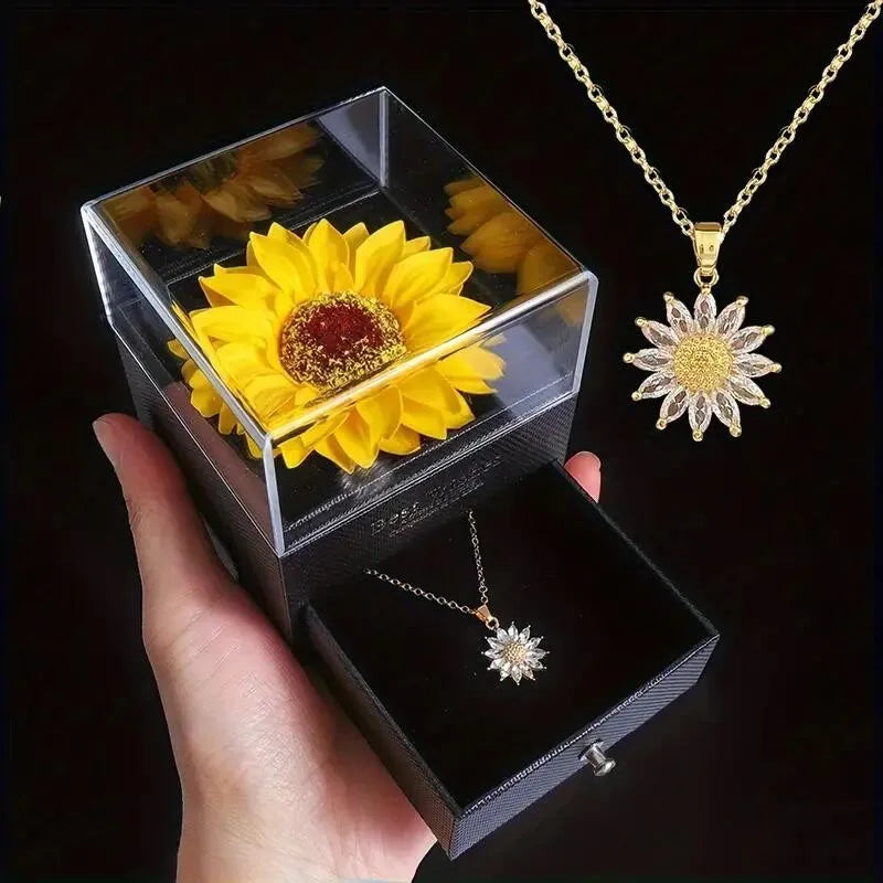 sonnenblume „ich liebe dich“ halskette - mit geschenkbox